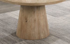 English Elm Contemporary Round Coffee Table With Cone Base - Warm Oak Finish, Stylish Design For Modern Living Rooms B2741S00441