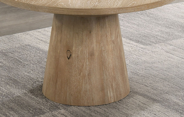 English Elm Contemporary Round Coffee Table With Cone Base - Warm Oak Finish, Stylish Design For Modern Living Rooms B2741S00441