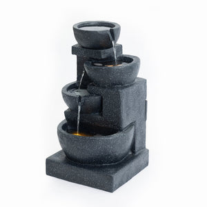 English Elm 29-inch Terrazzo Polyresin 4-tier Cascading Outdoor Fountain with Warm Led Glow W853P412666
