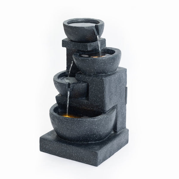 English Elm 29-inch Terrazzo Polyresin 4-tier Cascading Outdoor Fountain with Warm Led Glow W853P412666