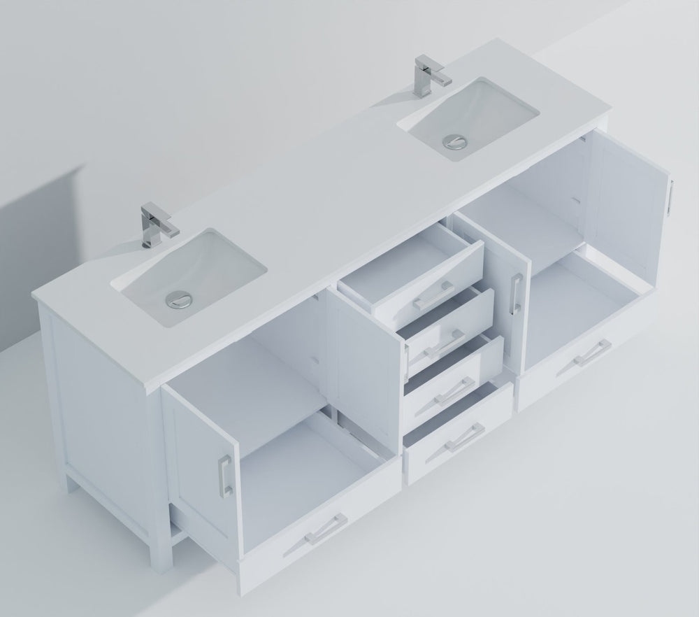 English Elm White Double Bath Vanity With Cultured Marble Top, Chrome Faucet & Ample Storage For Modern Elegance B2731P259124-GIGA