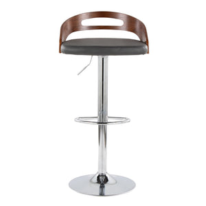 English Elm Adjustable Swivel Barstools Set of Two with Chrome Base Mid-century Kitchen Counter Seating Walnut B202S01966