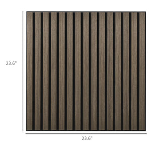 English Elm HOMCOM 3D Faux Wood Wall Panels 24" x24" Sound Absorbing Slat Panels for Home Office & Ceiling Decor Walnut W2225P229715