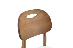English Elm 2 Solid Walnut Toned Wood Dining Chairs Gray Fabric Seat Hollowed Backrest Modern Walnut,White W1151P455539