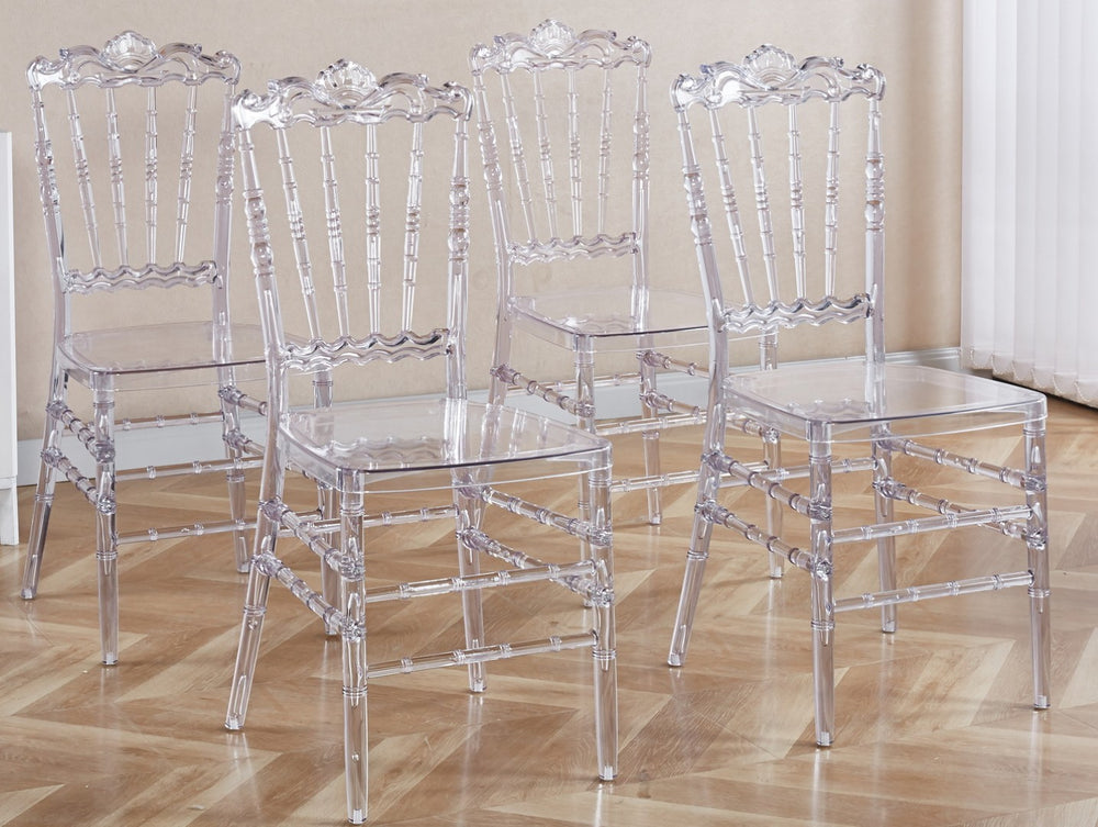 English Elm Wedding Chairs Set Of 4 - Modern Clear Plastic Dining Chairs For Events, Receptions & Home Use W234P194521-GIGA