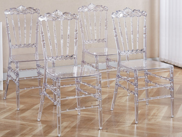 English Elm Wedding Chairs Set Of 4 - Modern Clear Plastic Dining Chairs For Events, Receptions & Home Use W234P194521-GIGA