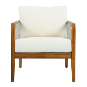 English Elm Outdoor Acacia Wood Club Chair with Woven Rope Panels and Resort Style Patio Comfort Beige,Teak N768P408130T