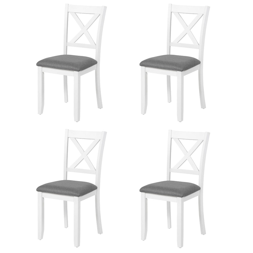 English Elm Dining Chair Set of 4 Rubberwood Frame with Padded Linen Seat for Kitchen Table W1998P238019