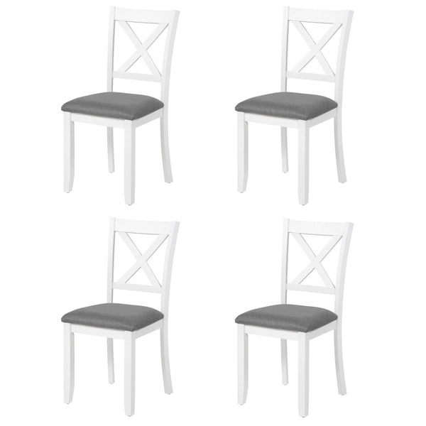English Elm Dining Chair Set of 4 Rubberwood Frame with Padded Linen Seat for Kitchen Table W1998P238019