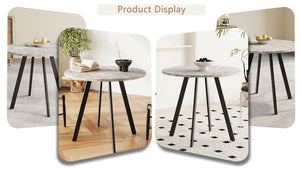English Elm Modern Minimalist Circular Dining Table – Gray Cement Finish, Compact Design For Cafés & Offices W1727P251172