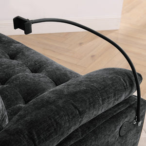 English Elm Leisure Chenille Two Seat Reclining Sofa with Usb Port Storage Ottoman Padded Armrests Black W487S00521
