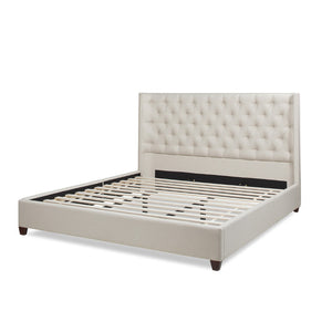 English Elm Manhattan Shelter Wingback Platform Bed Tufted Linen Upholstered King Bedroom Frame B2719P238237