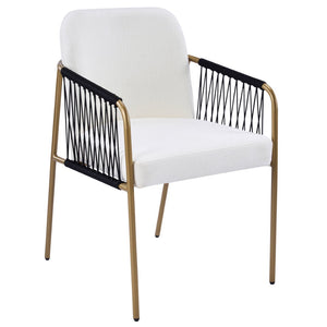 English Elm Fabric Upholstered Dining Chairs Glam Set of Two with Gold Accents Iron Frame N768P379517W