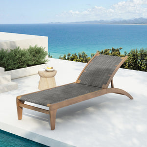 English Elm Christopher Knight Home® - BENFIELD Chaise Lounge Light Brown Acacia Wood Wicker Weather-Resistant Reclining Outdoor Seat 77" N776P294279G