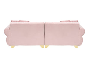 English Elm 89-inch velvet 3-seater sofa with spring cushions, gold metal legs, washable pillowcases, 500lb capacity Pink W1658S00152