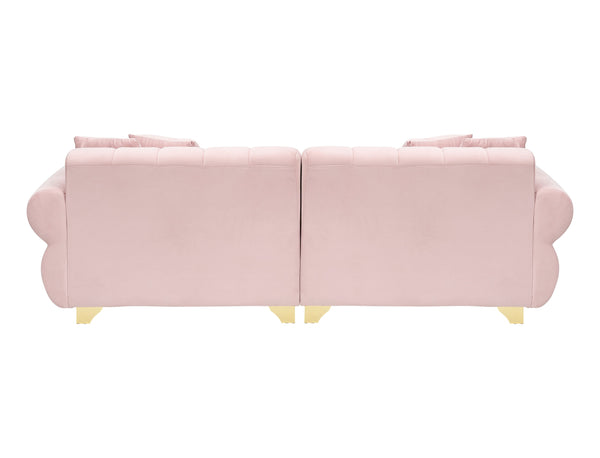 English Elm 89-inch velvet 3-seater sofa with spring cushions, gold metal legs, washable pillowcases, 500lb capacity Pink W1658S00152