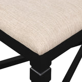 English Elm Zoya Beige and Black Upholstered Dining Bench With Square Post Legs