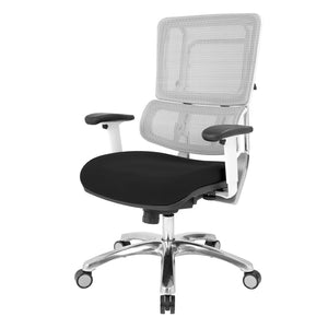 OSP Home Furnishings White Mesh Ergonomic Manager Chair with Lumbar Support and Adjustable Arms for Office Black 99661W-3M