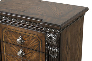 English Elm Ornate Silver Molding Nightstand with Usb Charging Dovetail Drawers Bedroom Storage Espresso B2741P435895