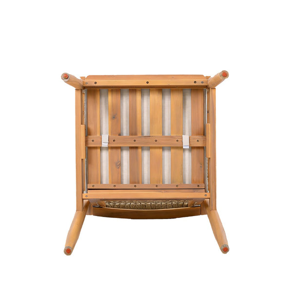 English Elm Outdoor Acacia Wood Armchair Set with Woven Rope Back Beige Cushion Patio Dining N762P386379D