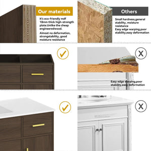 English Elm 48"dark Brown Vanity with 6 Drawers and Soft Close Doors for a Spa Bathroom Dark Brown W3133S00025