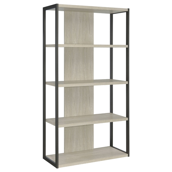 English Elm Loomis White-Washed Grey 4-Shelf Bookshelf 72"H Rustic Modern Open Frame Storage w/ Minimalist Charm B062P344965