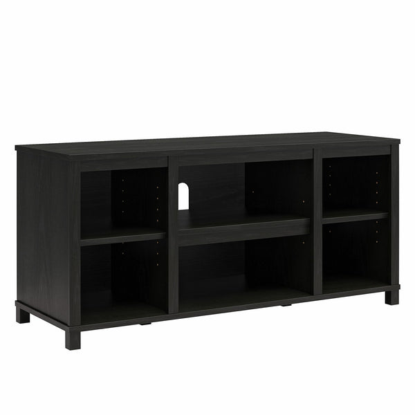 English Elm Parsons TV Stand for TVs up to 50" with ample open shelving, cord management, modern oak finish Black B2733P384489