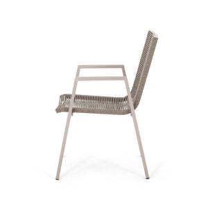 English Elm Christopher Knight Home® - Outdoor Aluminum Dining Chair with Handwoven Rope Seat, Sleek Weather-Resistant Patio Seating Set taupe 64679.00SIL