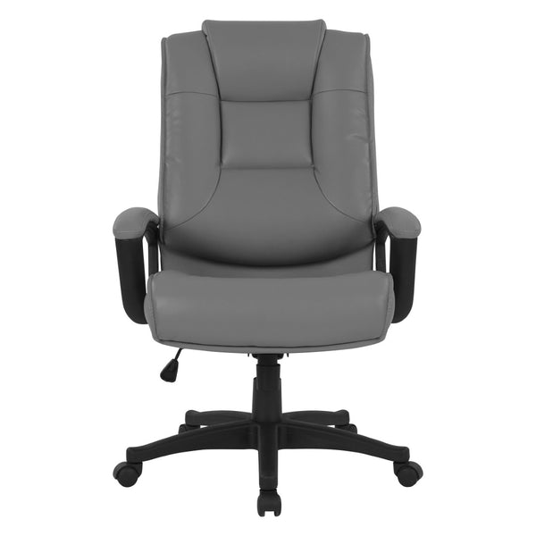 OSP Home Furnishings High Back Bonded Leather Office Chair with Lumbar Support and Ergonomic Padded Seat Charcoal EC5162-EC42