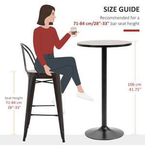 English Elm HOMCOM Rustic 42" Bar Height Round Bistro Table with Weathered Elm Top & Matte Black Steel Base, Indoor/Outdoor W2225P217137