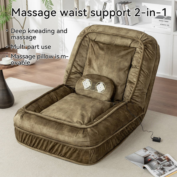 English Elm Upholstered Plush Human Dog Bed with 5 Recline Positions, Massage Cushion & 360° Velvet Comfort Green W1170P282476