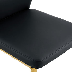 English Elm Table and Chair Set Oval Tempered Glass Top with Gold Base Glam Dining Room 7 Piece Black+Gold,Transparent W1151S04726