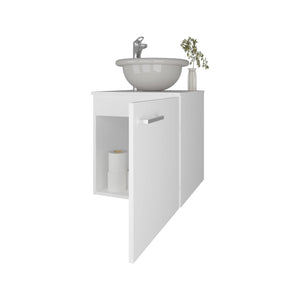 English Elm White Floating Bathroom Vanity With Integrated Sink, Modern Design For Small Spaces & Easy Cleaning B062P303922-GIGA