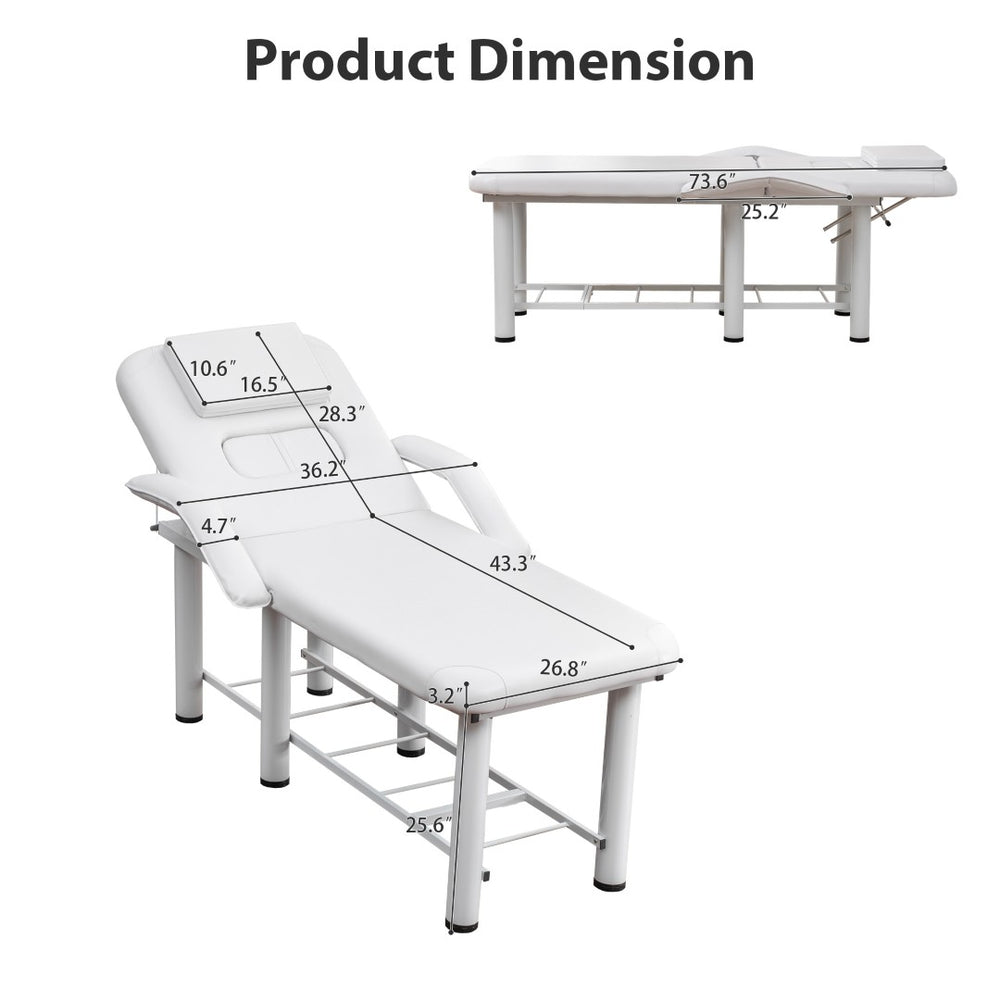 English Elm Professional Spa Treatment Bed with Pu Leather Cushion Steel Frame and Storage Shelf W1422P365690