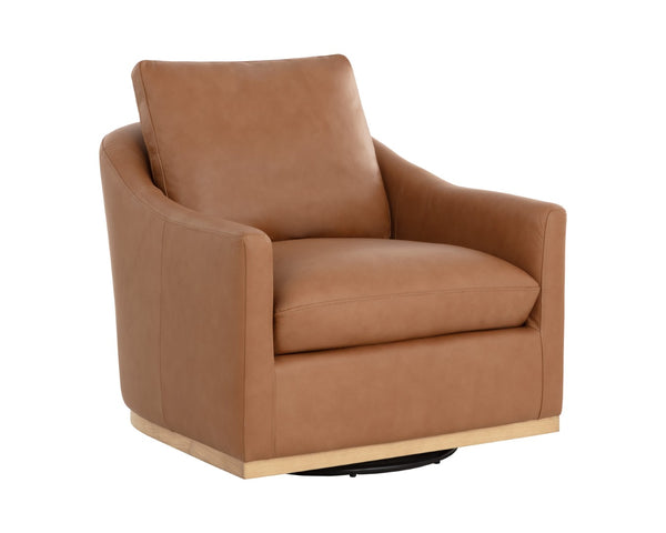 Sunpan CORBIN Swivel Lounge Chair - Premium Butternut Leather with Ergonomic Comfort & Stylish Design 112093V