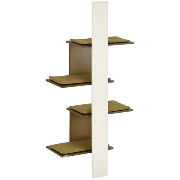 English Elm 4-layer Wall Mounted Cat Tree Shelves with Sisal Post Plush Perches Space Saving T3971P437742