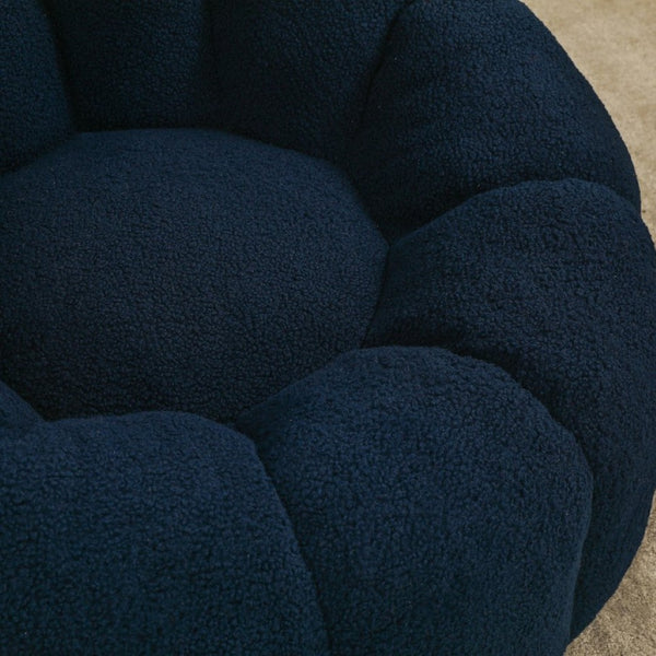 English Elm Bean Bag Lounge Chair Faux Fur Memory Foam Armrests Ergonomic Seat for Adults Dark Blue W2200P239863