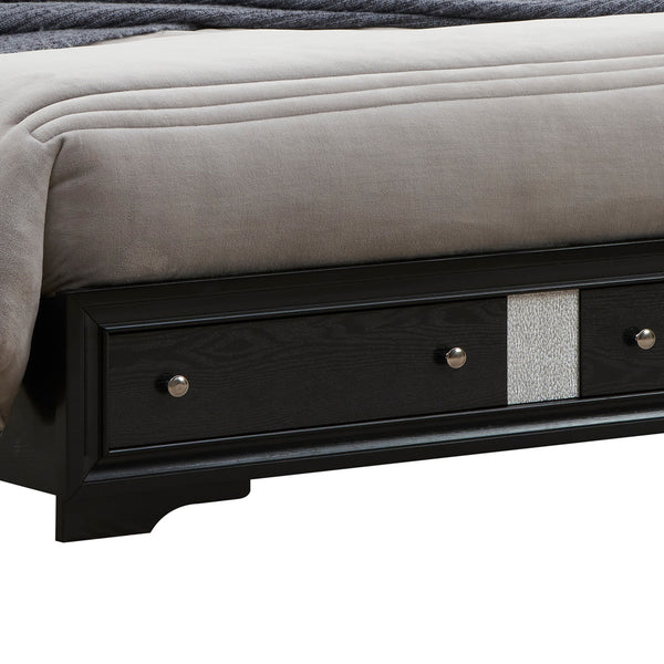 English Elm Madrid Full Bed In Rich Black Laminate With Storage Drawers And Contemporary Silver Accents B078S00621