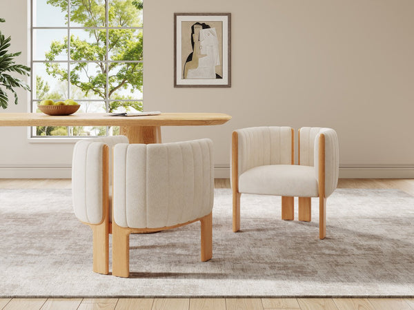 English Elm Christopher Knight Home® - Dining Chairs Set of 2 | Modern Bouclé Upholstered Seating with Rubberwood Frame, Durable 225lb Capacity Beige,Natural N779P341494B