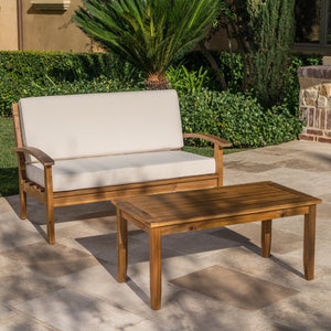 English Elm Christopher Knight Home® - 4-Person Outdoor Seating Group: Stylish Acacia Wood Set With Cushions For Patios & Balconies 57973.00BEI-2_57972.00SETBEI