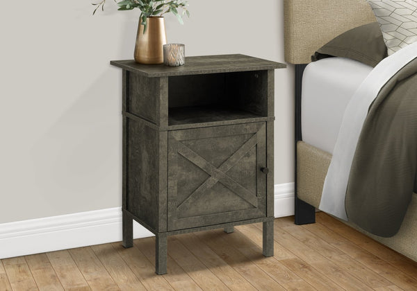 English Elm Accent Side Table with Open Shelf and Cabinet Storage for Compact Living Spaces Black B2710P461701