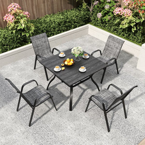 English Elm Outdoor Teslin Patio Chair Wide Ergonomic Seat Rust Proof Frame Commercial Grade Gray W3979P392984