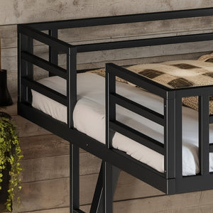 English Elm Twin Over Metal Bunk Bed with Led Lights Usb Ports Drawers and Sofa Conversion W5305S00054