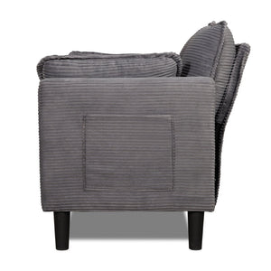 English Elm 48" Corduroy Compact Loveseat with Side Pocket Solid Wood Frame for Small Spaces Grey W2715P409865