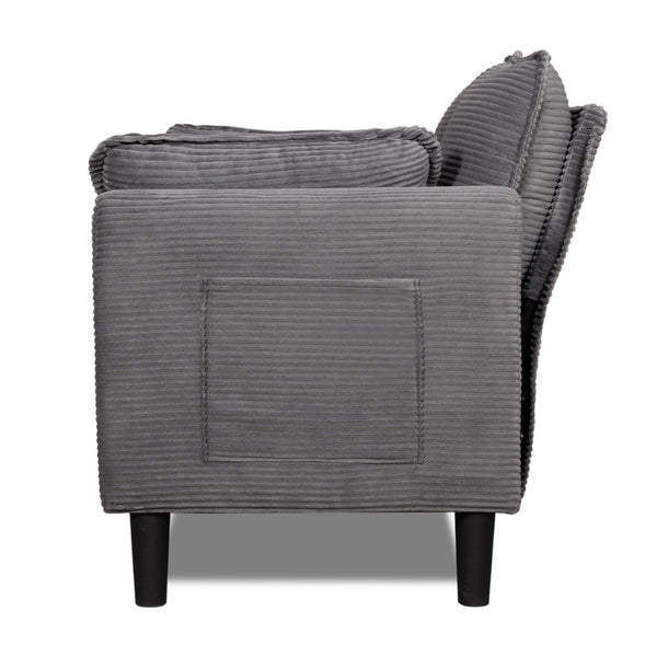 English Elm 48" Corduroy Compact Loveseat with Side Pocket Solid Wood Frame for Small Spaces Grey W2715P409865
