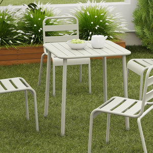 English Elm Sera outdoor square table - waterproof metal courtyard bistro table for balcony, villa, versatile seating Retro White W3318P306363