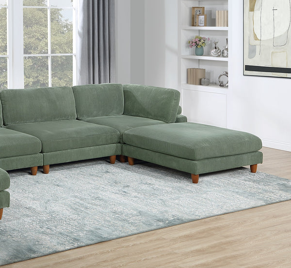 English Elm Contemporary Sage 6Pc Modular Sectional Set With Corduroy Upholstery - Versatile Comfort & Style B011S01159