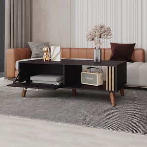 English Elm Barrville Coffee table with lift-up storage, slatted black & light oak finish, sturdy angled legs B092P269898