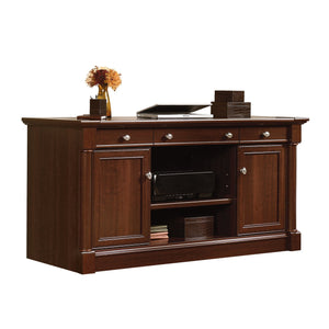 English Elm Credenza, Versatile Brown Storage Solution With Charging Station & Adjustable Shelves For Home Office B356P402650