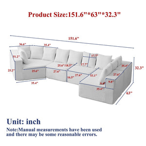 English Elm [video]151.6-inch Modular Chenille Sectional with Deep Seats and Chaise for Open Living Spaces Black W3505S00059